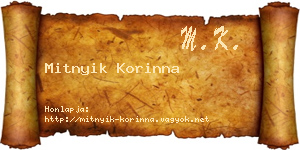 Mitnyik Korinna névjegykártya